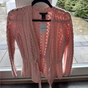 Light Pink Open Knit Cardigan